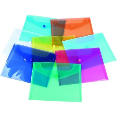 NoName, Mappe, Briefumschlagmappe, PP, C5, 185 x 238 x 0,18 mm, mit Verschluss, Display, farbig sortiert (C5) NoName, Mappe, Briefumschlagmappe, PP, C5, 185 x 238 x 0,18 mm, mit Verschluss, Display, farbig sortiert (C5)