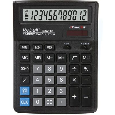 Rebell, Taschenrechner, Calculator desktop BDC412 (Batteriebetrieb, Solarenergie) Rebell, Taschenrechner, Calculator desktop BDC412 (Batteriebetrieb, Solarenergie)