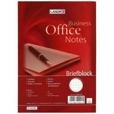 Landré, Heft + Block, Office A5 kopfgeleimter Briefblock (A5, Kariert, Harter Einband) Landré, Heft + Block, Office A5 kopfgeleimter Briefblock (A5, Kariert, Harter Einband)
