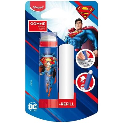 Maped, Korrekturmittel, Superman-Radiergummi aufgeschraubt im Gehäuse Maped, Korrekturmittel, Superman-Radiergummi aufgeschraubt im Gehäuse