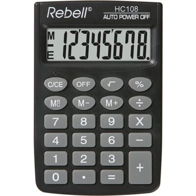Rebell, Taschenrechner, Taschenrechner HC 108, schwarz (Batteriebetrieb) Rebell, Taschenrechner, Taschenrechner HC 108, schwarz (Batteriebetrieb)
