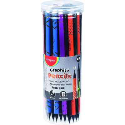 Keyroad, Bleistift, Holzstift, hb, rund, holografisch, 48 stück, in der tube (HB, 48x) Keyroad, Bleistift, Holzstift, hb, rund, holografisch, 48 stück, in der tube (HB, 48x)