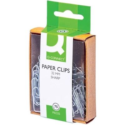 Q-Connect, Büroklammer, Briefklammer, aus Eisen, verzinkt, 32 mm, silber, 75 Stück (75x) Q-Connect, Büroklammer, Briefklammer, aus Eisen, verzinkt, 32 mm, silber, 75 Stück (75x)