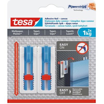 tesa, Klebehaken + Klebenagel, HOOKS FOR CANVAS 77778 2X1KG WITH NAIL tesa, Klebehaken + Klebenagel, HOOKS FOR CANVAS 77778 2X1KG WITH NAIL