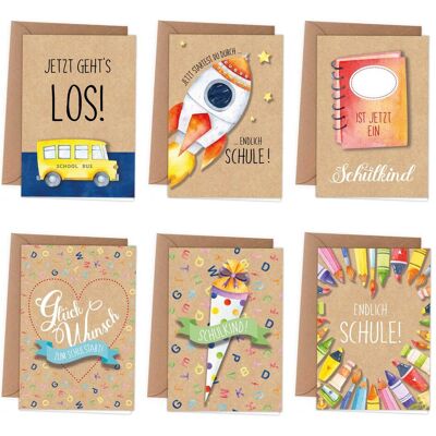 Papierdrachen, Grusskarte + Briefpapier, 6 Klappkarten zur Einschulung - Kraftpapier (6 Stk.) Papierdrachen, Grusskarte + Briefpapier, 6 Klappkarten zur Einschulung - Kraftpapier (6 Stk.)