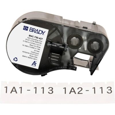 Brady, Etikettenrolle, M4C-750-427, selbstlaminierendes Vinyl, Schwarz auf weiss/Transparent, 19.05 mm x 7.62 m, bes (19.05 mm) Brady, Etikettenrolle, M4C-750-427, selbstlaminierendes Vinyl, Schwarz auf weiss/Transparent, 19.05 mm x 7.62 m, bes (19.05 mm)