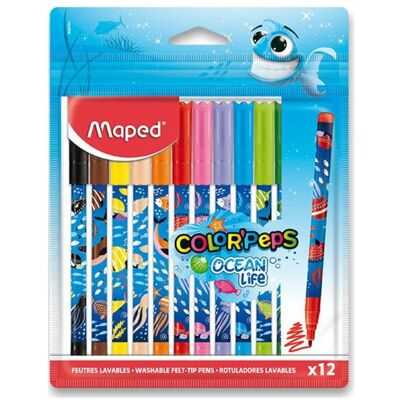Maped, Malstifte, 12 Ocean Life Filzstifte farbsortiert (12x) Maped, Malstifte, 12 Ocean Life Filzstifte farbsortiert (12x)