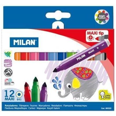 Milan, Marker, Filzstifte MAXI, 12 Farben (12x) Milan, Marker, Filzstifte MAXI, 12 Farben (12x)