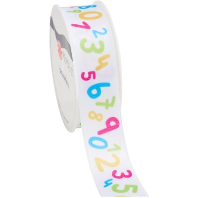 Magni, Geschenkverpackung, PRÄSENT Satinband Schulanfang bunte Zahlen 25mmx3m (1x) Magni, Geschenkverpackung, PRÄSENT Satinband Schulanfang bunte Zahlen 25mmx3m (1x)