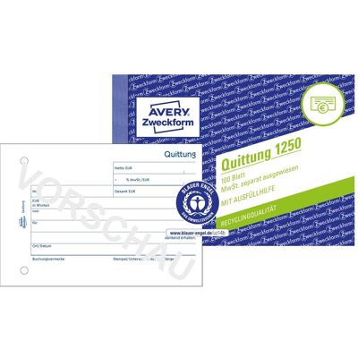 Avery Formular, Quittung MwSt. separat ausgewiesen (100x) Avery Formular, Quittung MwSt. separat ausgewiesen (100x)