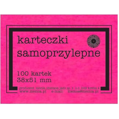 Ziemia Obiecana, Haftnotiz, Fluo selbstklebende Notizzettel 38x51mm 100K Pink (38 x 51 mm) Ziemia Obiecana, Haftnotiz, Fluo selbstklebende Notizzettel 38x51mm 100K Pink (38 x 51 mm)