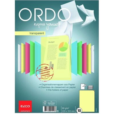Elco, Mappe, 10 Sichthüllen Ordo transparent DIN A4 gelb glatt 80 g/qm (A4, 10x) Elco, Mappe, 10 Sichthüllen Ordo transparent DIN A4 gelb glatt 80 g/qm (A4, 10x)