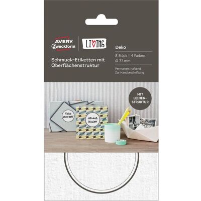 Magni, Etiketten, AVERY Zweckform 62019 Living Schmuck Etikett Deko (Ø 73 mm, 4 Farben) 8 Stück weiss Magni, Etiketten, AVERY Zweckform 62019 Living Schmuck Etikett Deko (Ø 73 mm, 4 Farben) 8 Stück weiss
