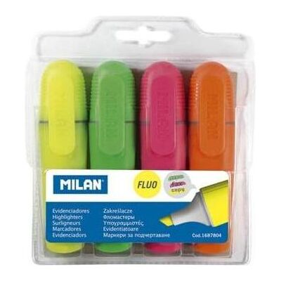 Milan, Marker, Fluo flacher Textmarker 4 Farben MAILAND Milan, Marker, Fluo flacher Textmarker 4 Farben MAILAND