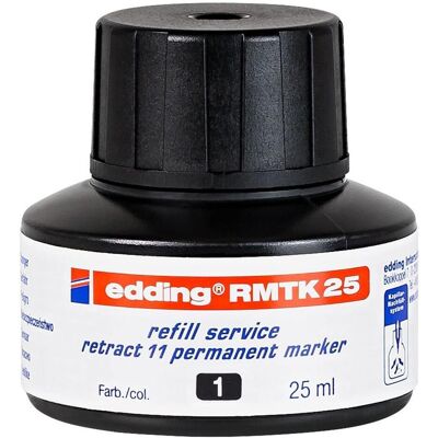 Edding, Ersatzpatronen + Tintenfass, Tintenpatrone Nachfülltinte RMTK25 25 ml, Schwarz (Schwarz, 1 Stk.) Edding, Ersatzpatronen + Tintenfass, Tintenpatrone Nachfülltinte RMTK25 25 ml, Schwarz (Schwarz, 1 Stk.)