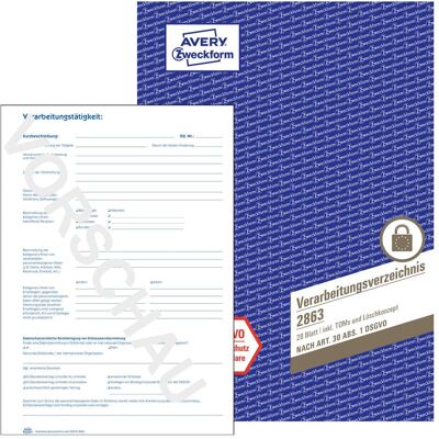 Avery Zweckform VE=28 A4 28 Blätter Verarbeitungsverzeichnis Avery Zweckform VE=28 A4 28 Blätter Verarbeitungsverzeichnis