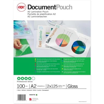 GBC, Laminierfolie, DOCUMENT POUCH - Heisslaminier-Folientaschen (A2, 100 Stk., 125 µm) GBC, Laminierfolie, DOCUMENT POUCH - Heisslaminier-Folientaschen (A2, 100 Stk., 125 µm)