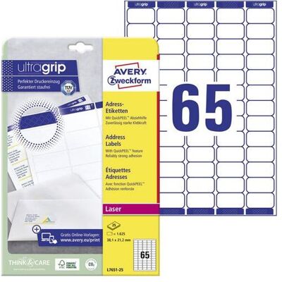 Avery Dennison, Etiketten, Mini ‚tiquette d'adresse laser, 38,1 x 21,2 mm, blanc Avery Dennison, Etiketten, Mini ‚tiquette d'adresse laser, 38,1 x 21,2 mm, blanc
