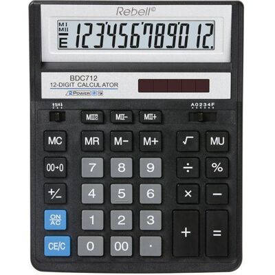Rebell BDC712GL Taschenrechner - 12-stellig, Schwarz, Desktop Rebell BDC712GL Taschenrechner - 12-stellig, Schwarz, Desktop