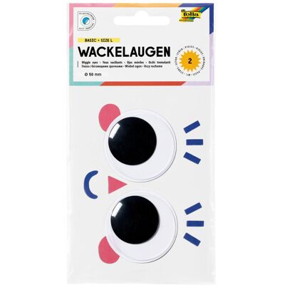 Folia Wackelaugen "Basic", 50 mm, 2 Stück, selbstklebend Folia Wackelaugen "Basic", 50 mm, 2 Stück, selbstklebend