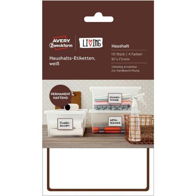 Magni, Etiketten, 62009 Living Haushaltsetiketten (97 x 73 mm, 4 Farben) 10 Stück weiss Magni, Etiketten, 62009 Living Haushaltsetiketten (97 x 73 mm, 4 Farben) 10 Stück weiss