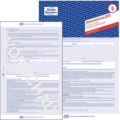 Avery Formular, Untermietvertrag Avery Formular, Untermietvertrag