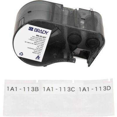 Brady, Etikettenrolle, M5-32-427, selbstlaminierendes Vinyl, Schwarz auf weiss/Transparent, 38.10 x 12.70(38.10) mm (70 mm) Brady, Etikettenrolle, M5-32-427, selbstlaminierendes Vinyl, Schwarz auf weiss/Transparent, 38.10 x 12.70(38.10) mm (70 mm)