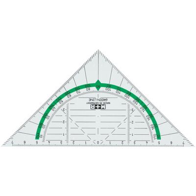 M+r, Lineal, Geodreieck "Green Line", Hypotenuse: 160 mm, glasklar (16 cm, Kunststoff) M+r, Lineal, Geodreieck "Green Line", Hypotenuse: 160 mm, glasklar (16 cm, Kunststoff)