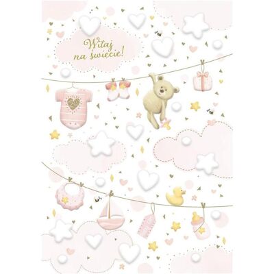 Teka, Grusskarte + Briefpapier, Rosa Geburtsgrusskarte Teka, Grusskarte + Briefpapier, Rosa Geburtsgrusskarte