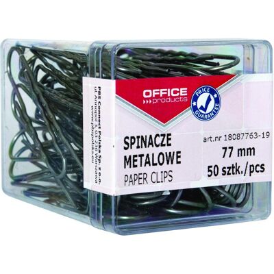 Office Products, Büroklammer, Büroklammern aus metall, 77 mm, im karton, 50 stück, silber (50x) Office Products, Büroklammer, Büroklammern aus metall, 77 mm, im karton, 50 stück, silber (50x)
