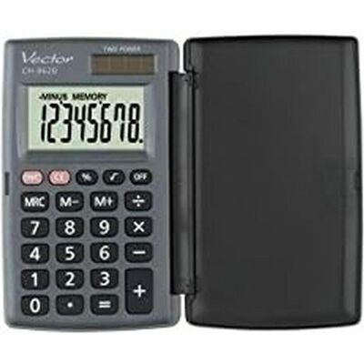 Vector, Taschenrechner, Taschenrechner mit Klappe KAV CH-862D grau (Batteriebetrieb, Solarenergie) Vector, Taschenrechner, Taschenrechner mit Klappe KAV CH-862D grau (Batteriebetrieb, Solarenergie)
