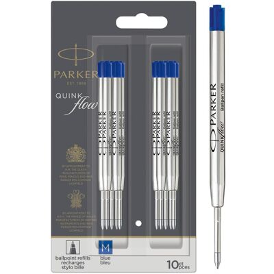 Parker Pen, Ersatzpatronen + Tintenfass, Quinkflow (Blau, 1 mm, 10 Stk.) Parker Pen, Ersatzpatronen + Tintenfass, Quinkflow (Blau, 1 mm, 10 Stk.)