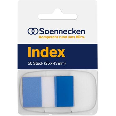 Soennecken, Haftnotiz, Haftstreifen Index Masse: 25 x 43 mm (B x H) Farbe: blau (43 x 25 mm) Soennecken, Haftnotiz, Haftstreifen Index Masse: 25 x 43 mm (B x H) Farbe: blau (43 x 25 mm)