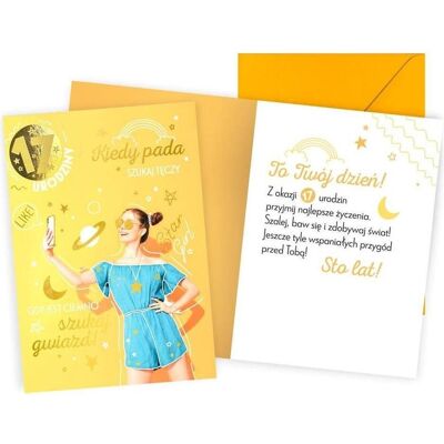Kukartka, Grusskarte + Briefpapier, Geburtstagskarte 17. Mädchen Kukartka, Grusskarte + Briefpapier, Geburtstagskarte 17. Mädchen