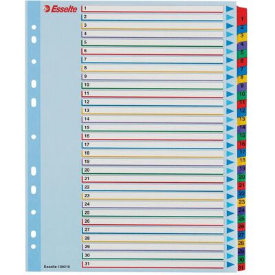 Esselte, Ordner Zubehör, Einzelblätter, 1-31, farbig, wiederverwendbar, A4+ Esselte, Ordner Zubehör, Einzelblätter, 1-31, farbig, wiederverwendbar, A4+
