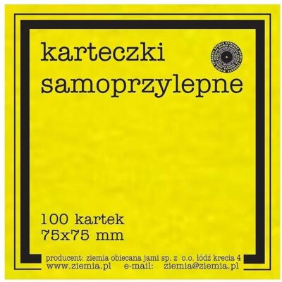 Ziemia Obiecana, Haftnotiz, Selbstklebende Fluo-Notizen, 75 x 75 mm, 100 K Gelb (75 x 75 mm) Ziemia Obiecana, Haftnotiz, Selbstklebende Fluo-Notizen, 75 x 75 mm, 100 K Gelb (75 x 75 mm)