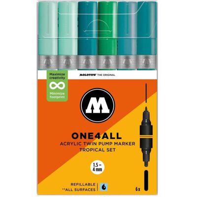 Molotow, Marker, Acrylmarker One4All Acrylic Twin Tropical Set (6x) Molotow, Marker, Acrylmarker One4All Acrylic Twin Tropical Set (6x)