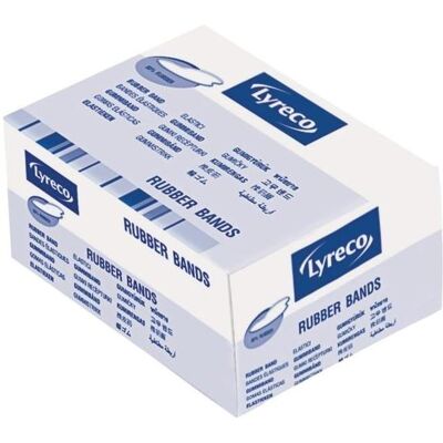 Nordiskt Papper AB, Gummiband, Staples Elastikker lyreco gummibånd 180x10mm aeske a 500 g Nordiskt Papper AB, Gummiband, Staples Elastikker lyreco gummibånd 180x10mm aeske a 500 g