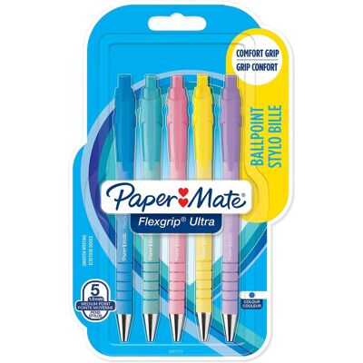 Paper Mate, Schreibstifte, Kugelschreiber Flexgrip Ultra Pastel. M mėlyna 5er Blister (5x) Paper Mate, Schreibstifte, Kugelschreiber Flexgrip Ultra Pastel. M mėlyna 5er Blister (5x)