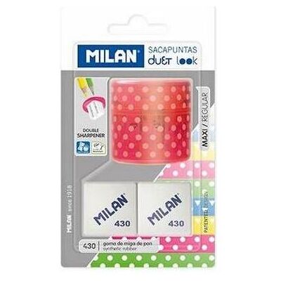 Milan, Spitzer, Duet rosa Spitzer + 2 Radiergummis Blister Milan, Spitzer, Duet rosa Spitzer + 2 Radiergummis Blister