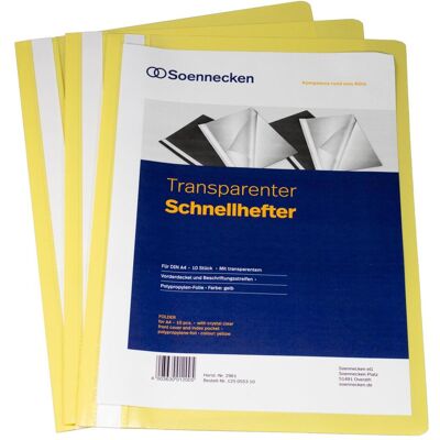 Soennecken, Mappe, Schnellhefter DIN A4 Polypropylen gelb 10 St./Pack. (A4, 10x) Soennecken, Mappe, Schnellhefter DIN A4 Polypropylen gelb 10 St./Pack. (A4, 10x)