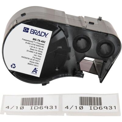 Brady, Etikettenrolle, M5-78-492, FreezerBondz II(TM), Polyester, Schwarz auf weiss, 25.40 x 48.26 mm, permanent (10 Brady, Etikettenrolle, M5-78-492, FreezerBondz II(TM), Polyester, Schwarz auf weiss, 25.40 x 48.26 mm, permanent (10