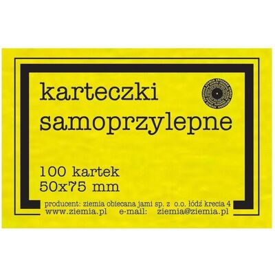 Ziemia Obiecana, Haftnotiz, Selbstklebende Fluo-Notizen, 50 x 75 mm, 100 K Gelb (75 x 50 mm) Ziemia Obiecana, Haftnotiz, Selbstklebende Fluo-Notizen, 50 x 75 mm, 100 K Gelb (75 x 50 mm)