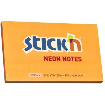 B.N.T., Heft + Block, Notes Stick'N NEON orange 76x127mm 100blade - (12 stk.) B.N.T., Heft + Block, Notes Stick'N NEON orange 76x127mm 100blade - (12 stk.)