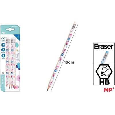 Bic, Bleistift, HB-Bleistift mit Radiergummi, 4-tlg. Vögel (HB, 4x) Bic, Bleistift, HB-Bleistift mit Radiergummi, 4-tlg. Vögel (HB, 4x)