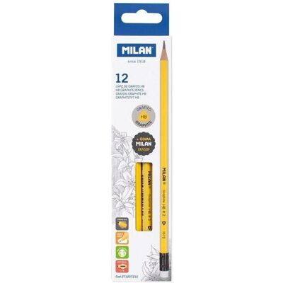 Teka, Bleistift, HB-Dreiecksbleistift mit Radiergummi, gelb (12 Stück) MILAN (2.20 mm, HB, 12x) Teka, Bleistift, HB-Dreiecksbleistift mit Radiergummi, gelb (12 Stück) MILAN (2.20 mm, HB, 12x)