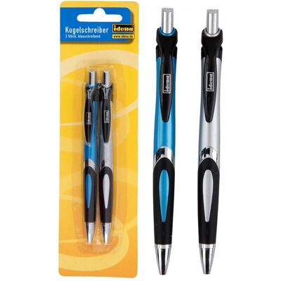 Idena, Schreibstifte, Druckkugelschreiber 2 Stück, blau und silber (2x) Idena, Schreibstifte, Druckkugelschreiber 2 Stück, blau und silber (2x)
