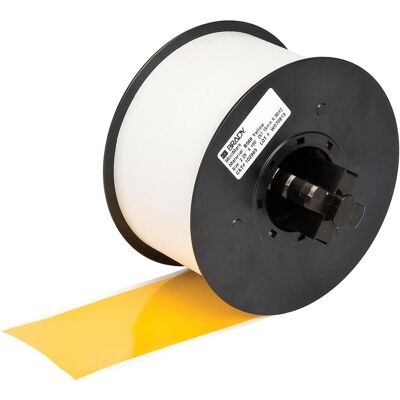 Brady, Etikettenrolle, B-595, Hochleistungs-Industrie-Vinylband, Gelb, glänzend, 57.00 mm x 30.00 m, permanent, End (63.50 mm) Brady, Etikettenrolle, B-595, Hochleistungs-Industrie-Vinylband, Gelb, glänzend, 57.00 mm x 30.00 m, permanent, End (63.50 mm)