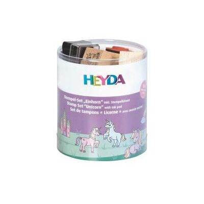 Heyda, Stempel, Set mit 15 Stempeln und einem Einhorn-Kissen Heyda, Stempel, Set mit 15 Stempeln und einem Einhorn-Kissen