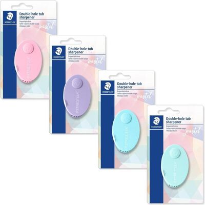 Staedtler Spitzer, Doppel-Spitzdose 512 PS2 pastel, farbig sortiert rund, für Bleistifte bis 8,2 mm Durchmesser, für B Staedtler Spitzer, Doppel-Spitzdose 512 PS2 pastel, farbig sortiert rund, für Bleistifte bis 8,2 mm Durchmesser, für B